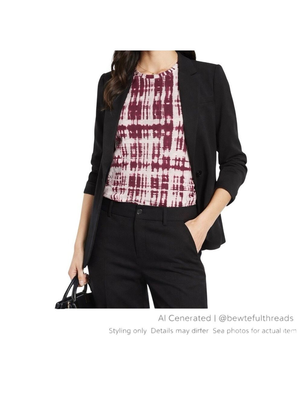 Vince Burgundy Abstract Print Tee Minimalist Workwear Office Layer Top S